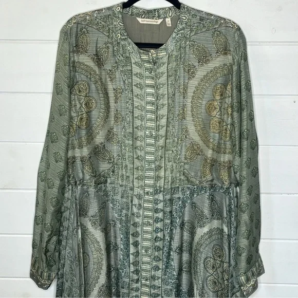 Soft Surroundings Women’s Jardin Majorelle Sage Asymmetrical Maxi Dress Size 1X - Picture 3 of 11